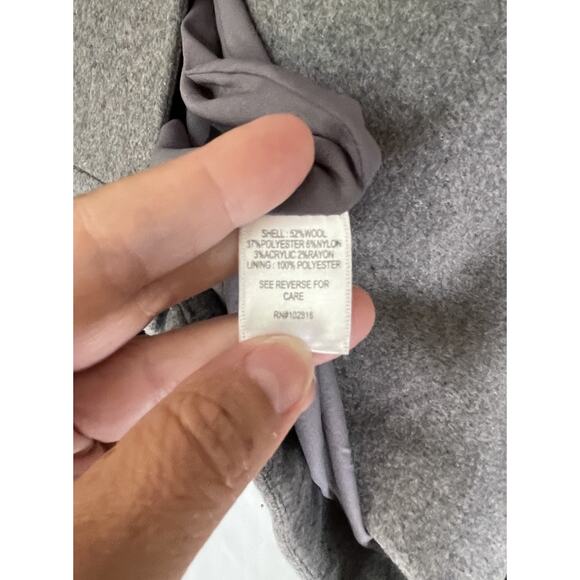 Garnet Hill Modern Duffle Coat Wool Blend Gray Sz 16 Designer Luxury Jacket - Picture 5 of 10